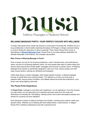 RELAXING MASSAGE PORTO_ YOUR PERFECT ESCAPE INTO WELLNESS