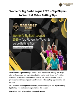 Women's Big Bash League 2025 – Top Players to Watch & Value Betting Tips