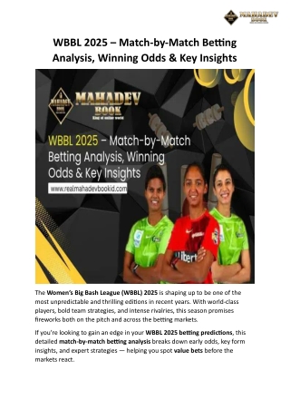 WBBL 2025 – Match-by-Match Betting Analysis, Winning Odds & Key Insights
