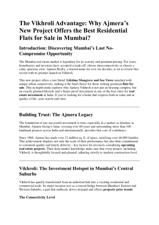 Ajmera New Launch Vikhroli East | Mumbai Sea-View 1 BHK from ₹1 Cr!