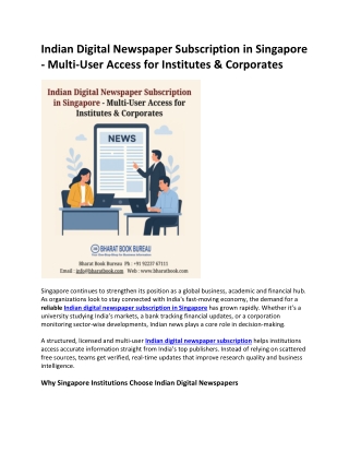 Indian Digital Newspaper Subscription in Singapore