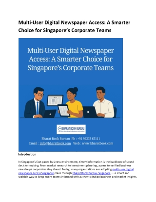 Multi-User Digital Newspaper Access A Smarter Choice for Singapores Corporate Teams
