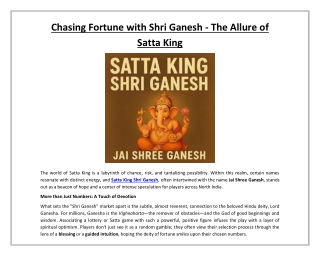 Chasing Fortune with Shri Ganesh - The Allure of Satta King