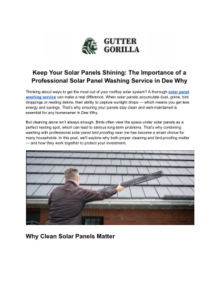Keep Your Solar Panels Shining_ The Importance of a Professional Solar Panel Washing Service in Dee Why