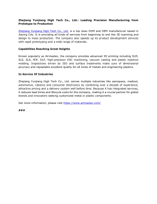 Zhejiang Yunjiang High Tech Co., Ltd