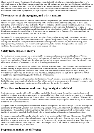 29307 Windshield Replacement: Handling Classic and Vintage Cars