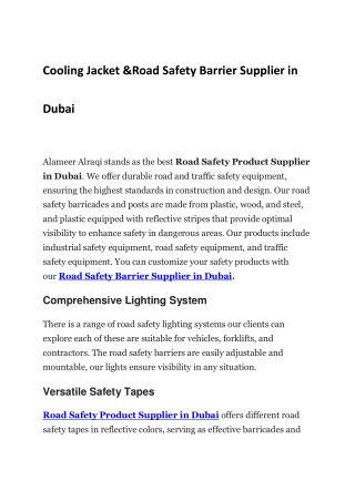 Cooling Jacket &Road Safety Barrier Supplier in Dubai