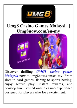 Umg8 Casino Games Malaysia Umg8now com