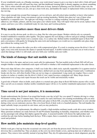 Mobile Auto Glass Rock Hill: Benefits for Busy Schedules