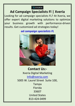 Ad Campaign Specialists Fl  Xveria