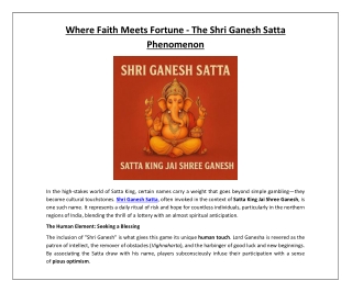 Where Faith Meets Fortune - The Shri Ganesh Satta Phenomenon