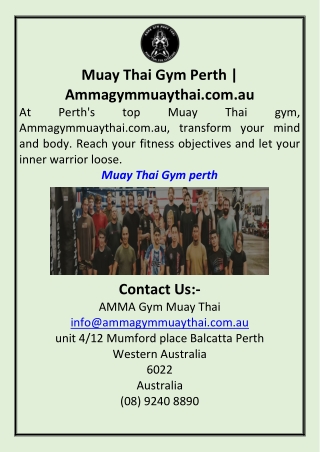 Muay Thai Gym Perth  Ammagymmuaythai.com.au