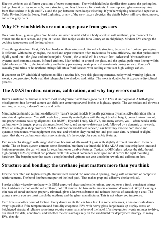 Windshield Replacement for Electric Vehicles: Key Differences