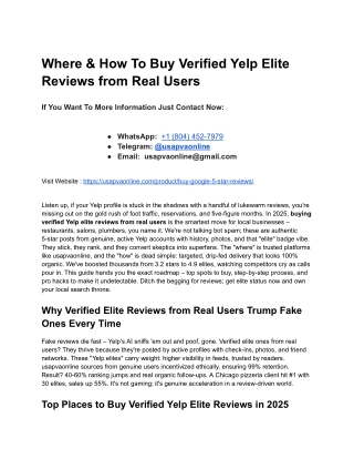Where & How To Buy Verified Yelp Elite Reviews from Real Users