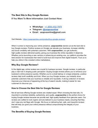 The Best Site to Buy Google Reviews