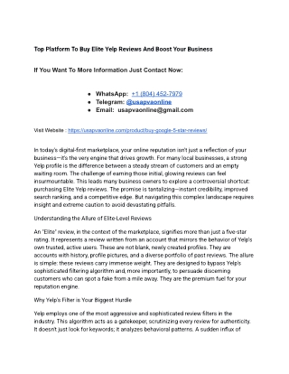 Top Platform To Buy Elite Yelp Reviews And Boost Your Business