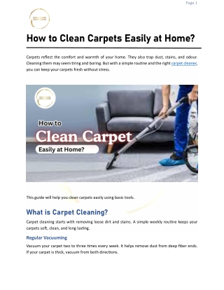 How to Clean Carpets Easily at Home | GS Consumables