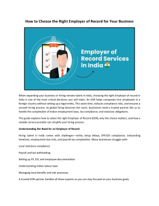 How to Choose the Right Employer of Record for Your Business