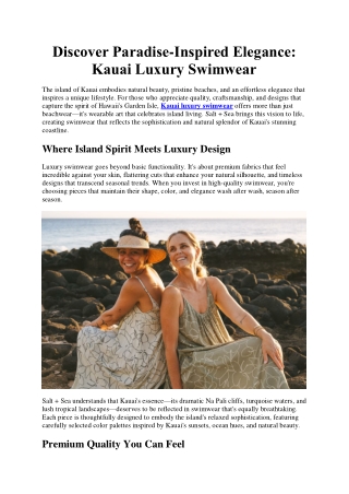 Discover Paradise-Inspired Elegance Kauai Luxury Swimwear