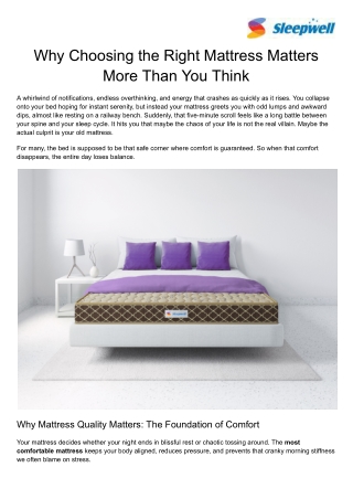 Why Choosing the Right Mattress Matters More Than You Think