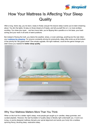 How Your Mattress Is Affecting Your Sleep Quality