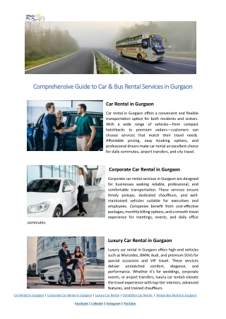 Comprehensive Guide to Car & Bus Rental Services in Gurgaon
