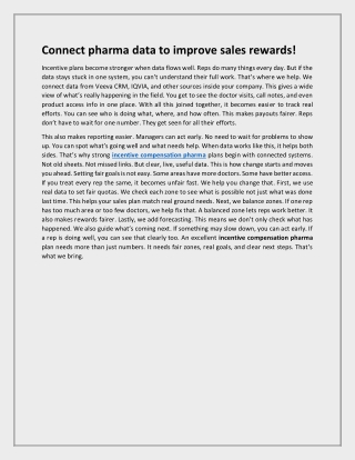 Connect pharma data to improve sales rewards!