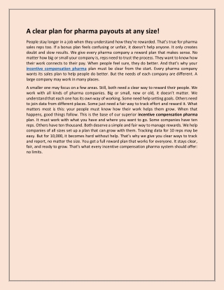 A clear plan for pharma payouts at any size