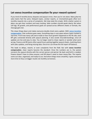 Let veeva incentive compensation fix your reward system
