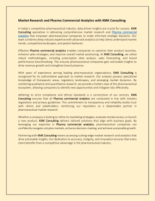 Market Research and Pharma Commercial Analytics with KMK Consulting