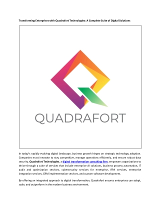 Transforming Enterprises with Quadrafort Technologies