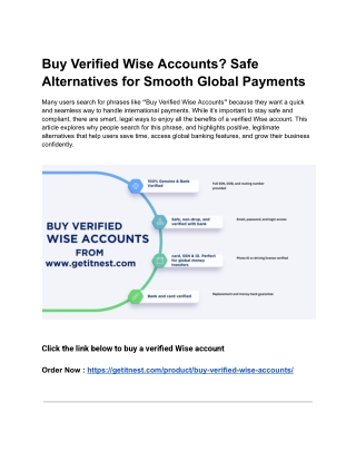Buy Verified Wise Accounts_ Safe Alternatives for Smooth Global Payments