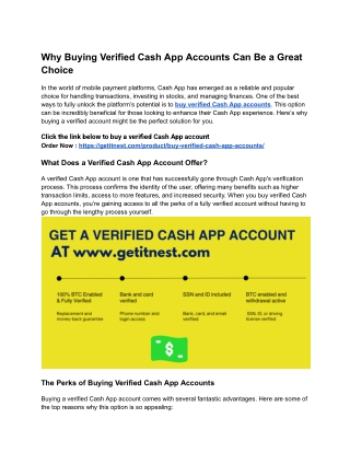 Why Buying Verified Cash App Accounts Can Be a Great Choice