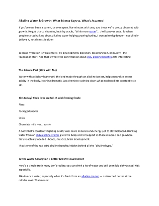 Alkaline Water and Growth What Science Says
