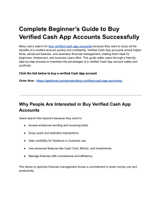 Complete Beginner’s Guide to Buy Verified Cash App Accounts Successfully