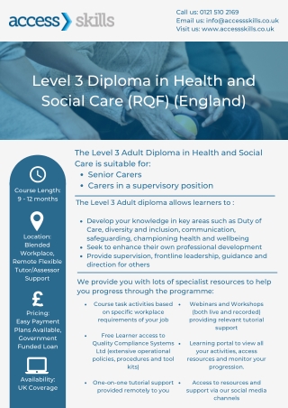 Flexible Learning for NVQ3 in Health and Social Care