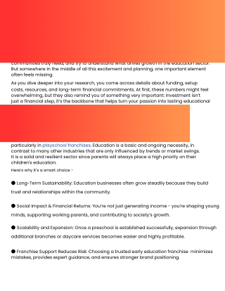 Investment Needed to Start a Preschool in India