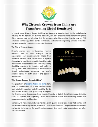 Why Zirconia Crowns from China Are Transforming Global Dentistry
