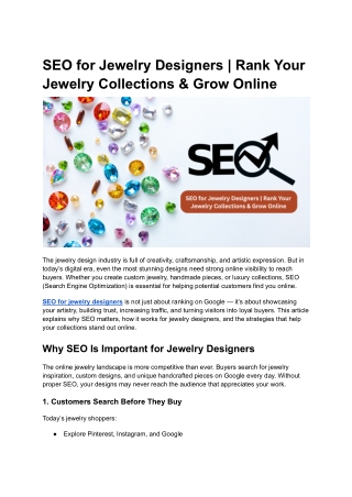 SEO for Jewelry Designers | Rank Your Jewelry Collections & Grow Online