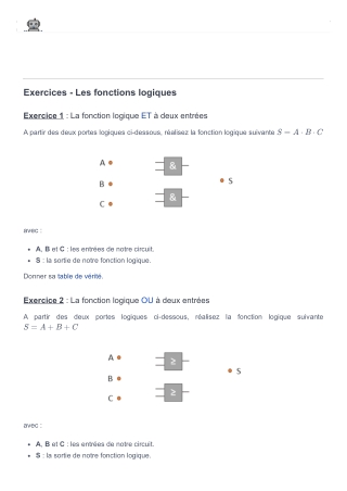 Les fonctions logiques - Exercices - electro-robot