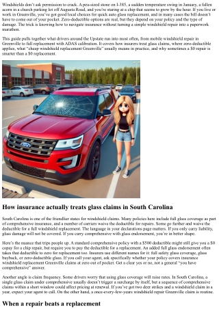 Insurance Windshield Replacement Greenville: Zero-Deductible Options