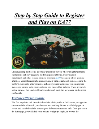 Step by Step Guide to Register and Play on EA77