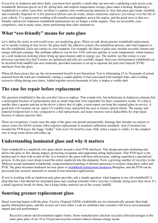 Eco-Friendly Options for Anderson Windshield Replacement