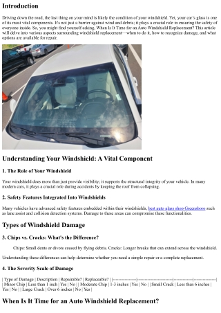 When Is It Time for an Auto Windshield Replacement?