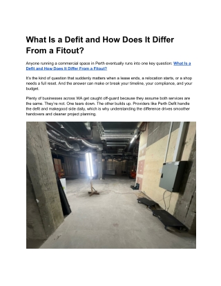What Is a Defit and How Does It Differ From a Fitout