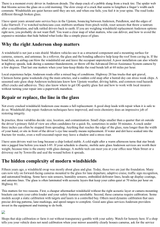 Windshield Replacement Anderson: Choosing a Local Expert