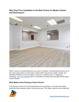 Why Vinyl Floor Installation Is the Best Choice For Modern Homes And Businesses_