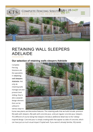 Retaining Wall Sleepers Adelaide