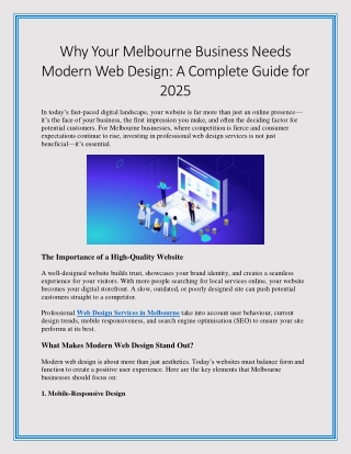 Why Your Melbourne Business Needs Modern Web Design A Complete Guide for 2025