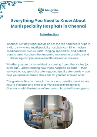 Everything You Need to Know About Multispeciality Hospitals in Chennai
